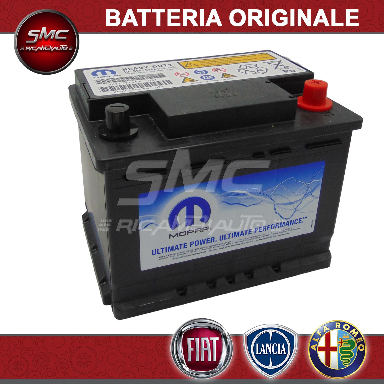 Batteria auto Originale FIAT 60Ah 600A 12V Start-Stop 6000628789 - Ricambi  auto SMC