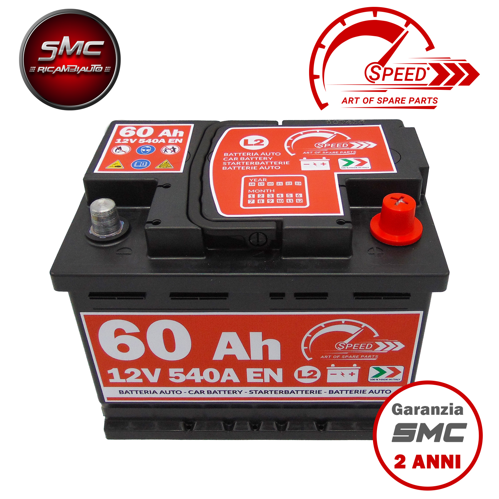 Batteria auto SPEED 12V 60Ah 540A - Ricambi auto SMC