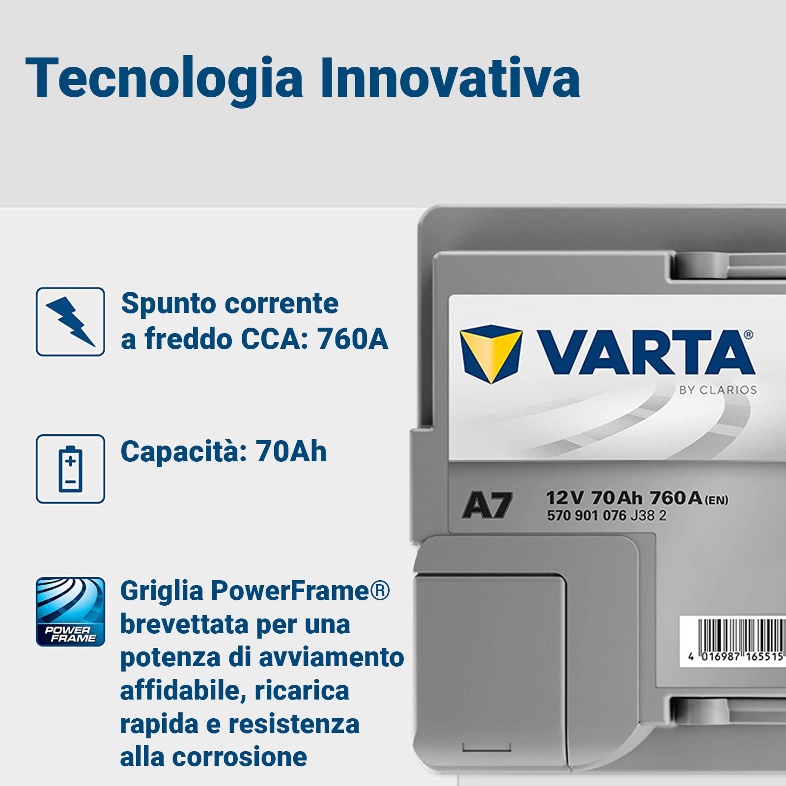 Autobatterie VARTA Silver Dynamic AGM A7 E39 12V 70Ah Start-Stop  570901076J382