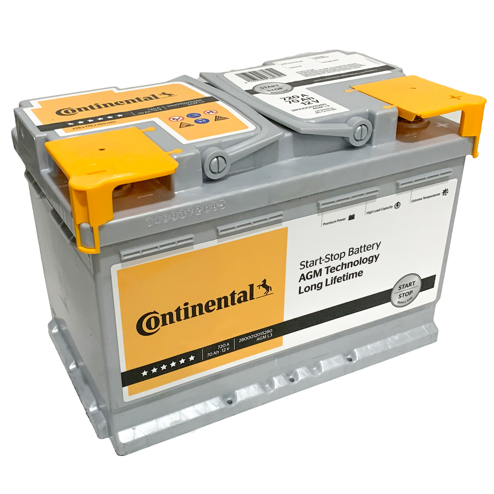 Continental 2800012006280 Start-Stop Batterie 12V 70Ah 720A B13 Batterie AGM