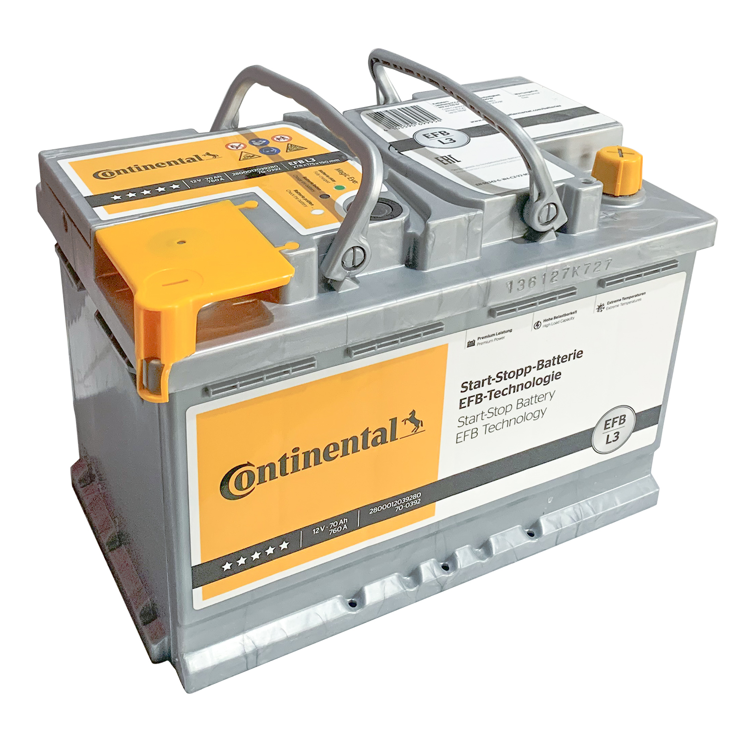Batteria CONTINENTAL EFB Start&Stop 70Ah 760A - Ricambi auto SMC