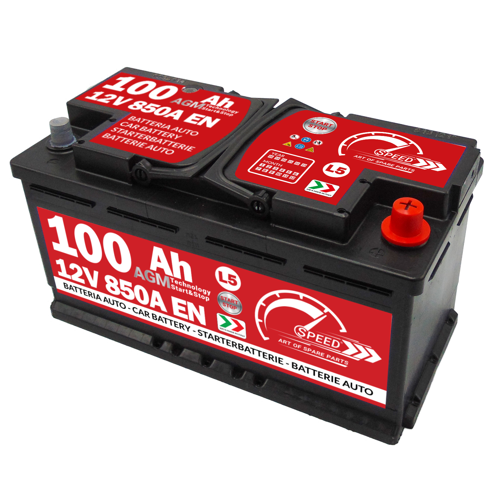 Batteria Speed 100Ah AGM 850A Start&Stop - Ricambi auto SMC