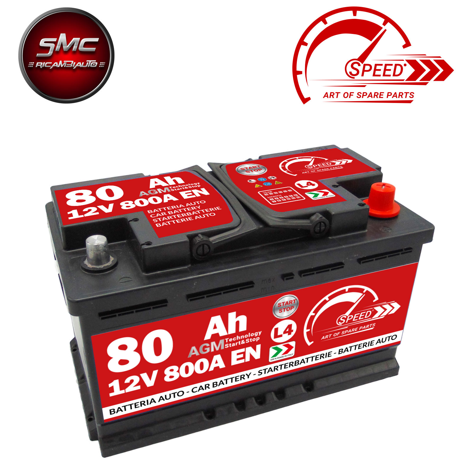 Batteria AGM Speed 80Ah 800A Start&stop - Ricambi auto SMC