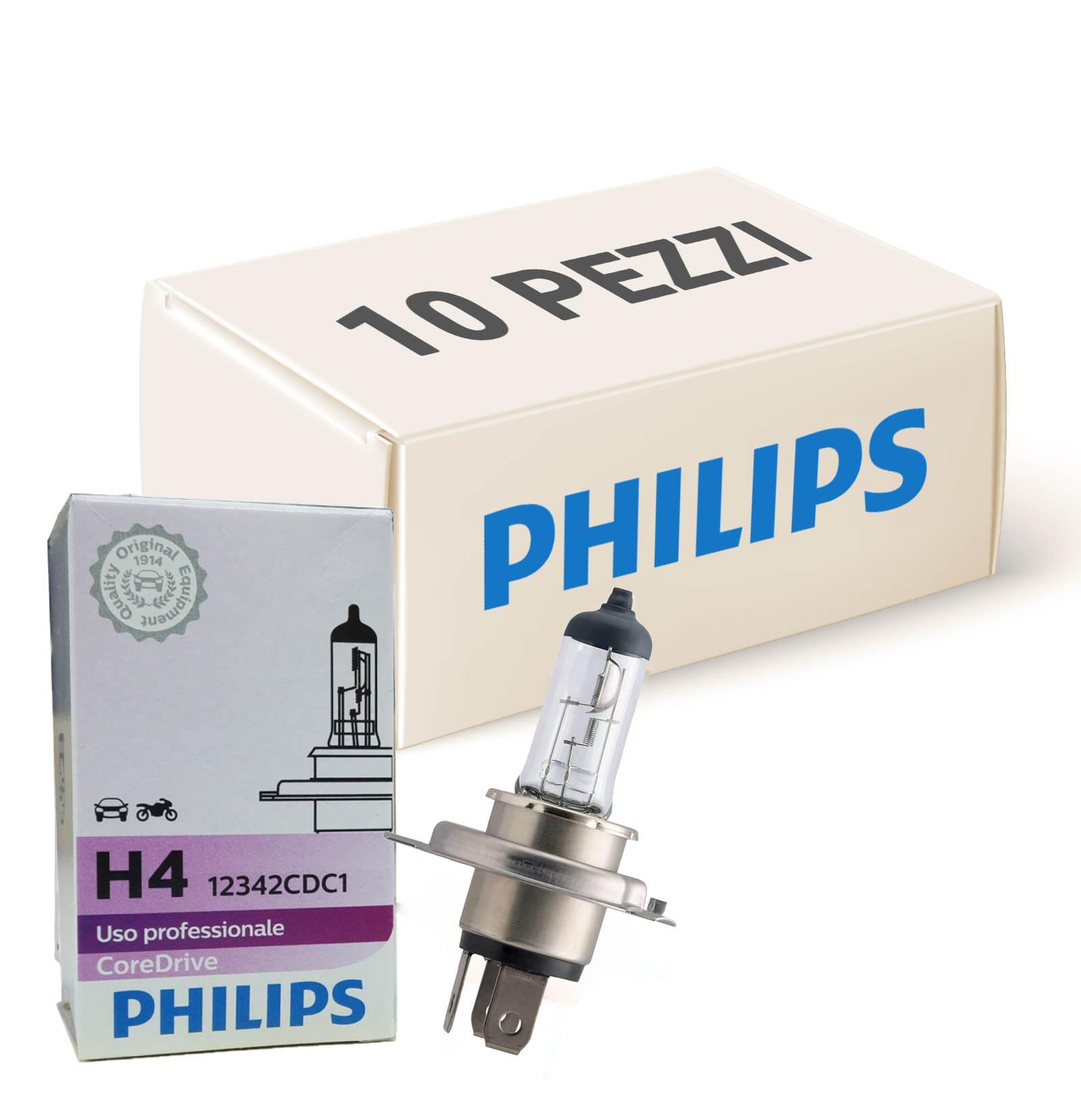 Kit Lampade H4 Vision Philips 12342Proqc1-10 - Ricambi auto SMC