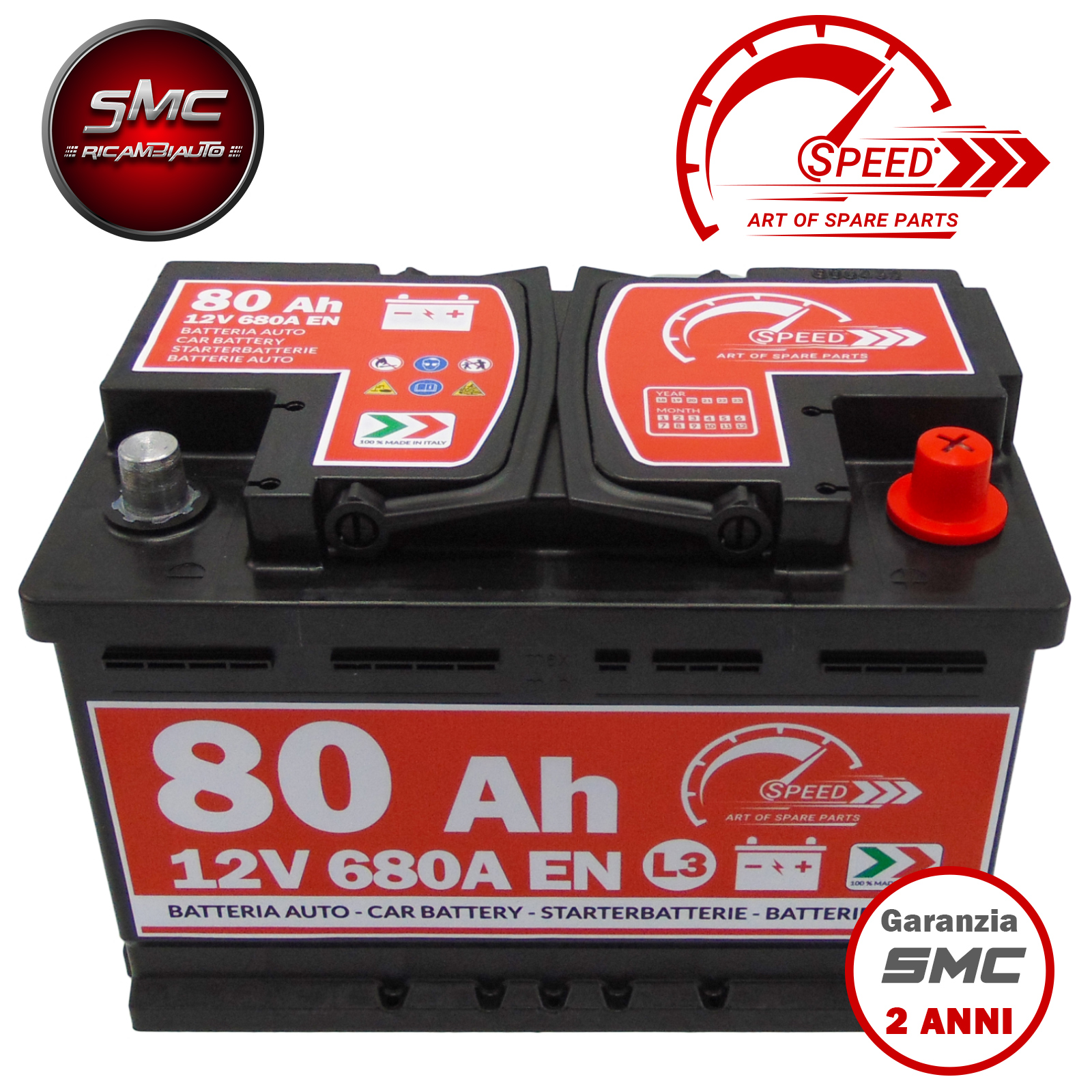 Autobatterie Speed 80Ah 12V 680A EN ersetzt 70Ah 72Ah 74Ah 75Ah 77Ah  Batterie