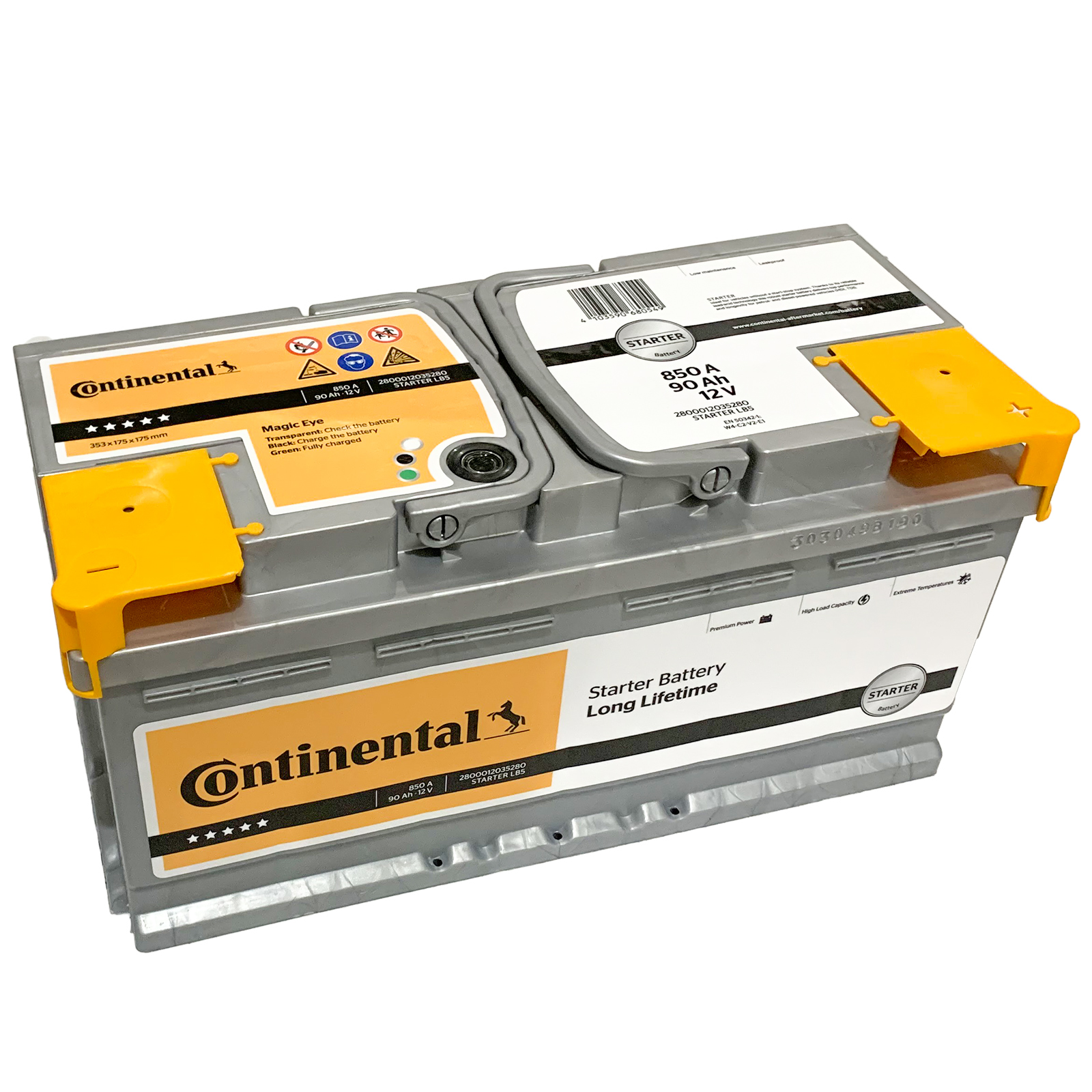 Batteria Auto Continental 90ah 850a 12v Ricambi Auto Smc