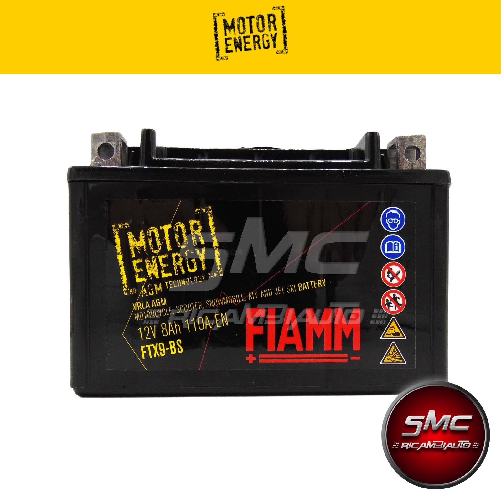 FTX9-BS FTX9BS BATTERIA FIAMM MOTOR ENERGY 12V 8 Ah MOTO SCOOTER YTX9BS CBTX9BS