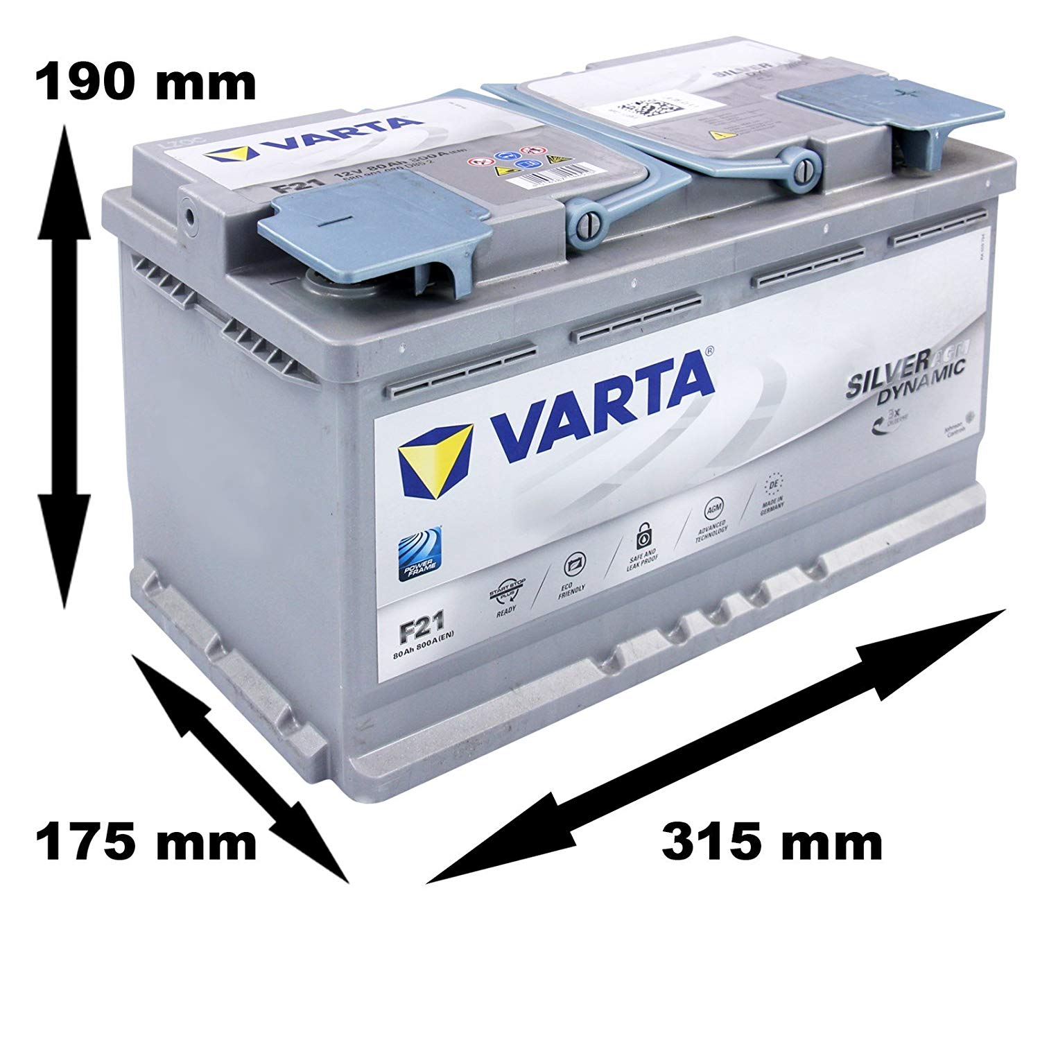 AUTOBATTERIE VARTA A6 (Ex F21 AGM 80AH 800A 12V START STOP