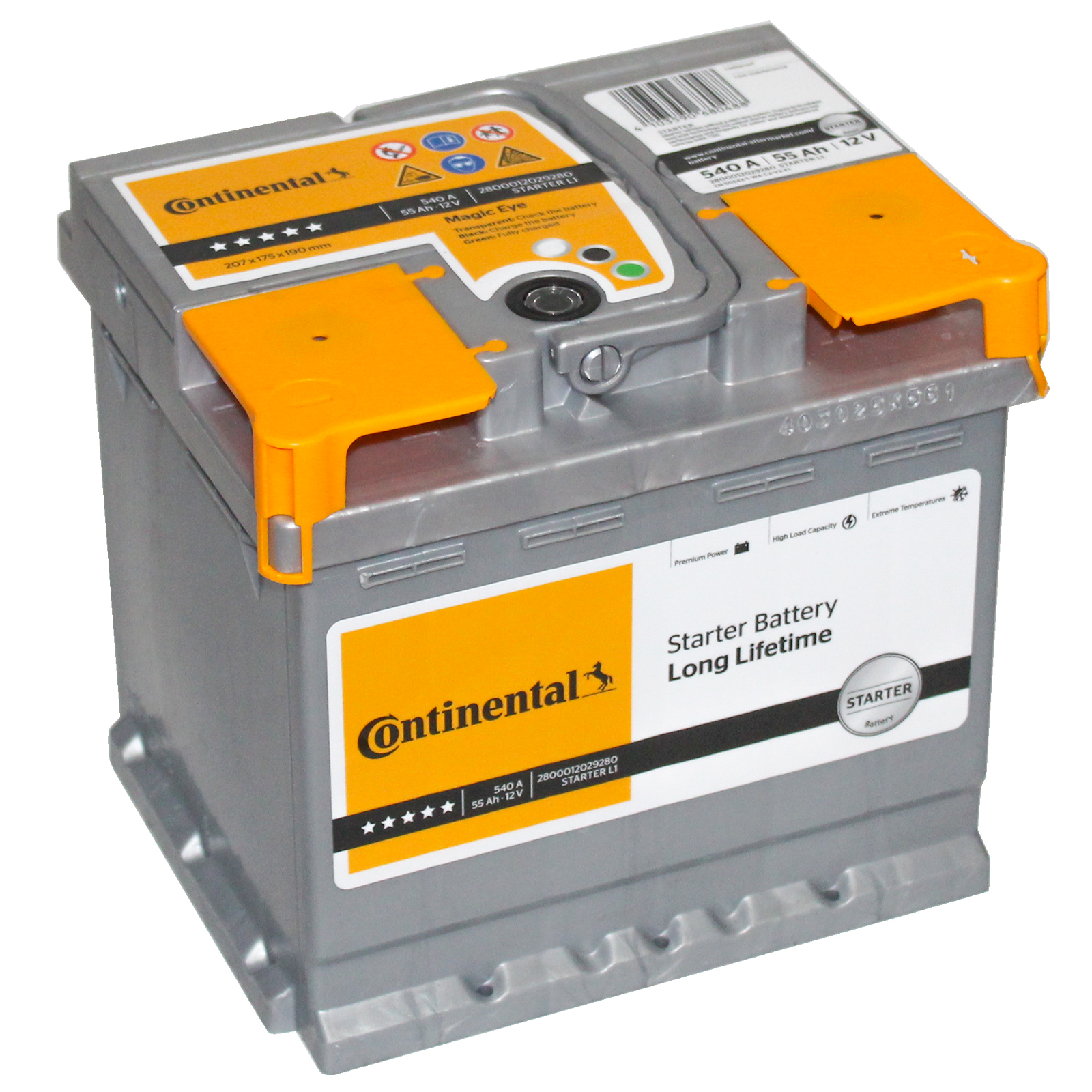 Autobatterie Continental 12V 55Ah 540A Starterbatterie 56Ah 60Ah